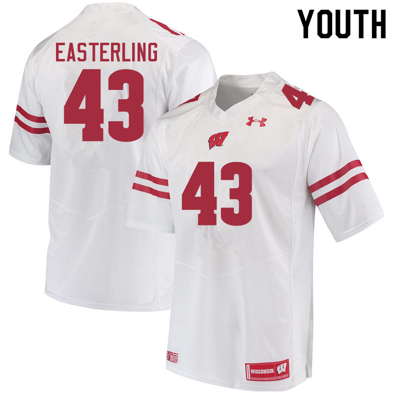Youth #43 Quan Easterling Wisconsin Badgers College Football Jerseys Sale-White